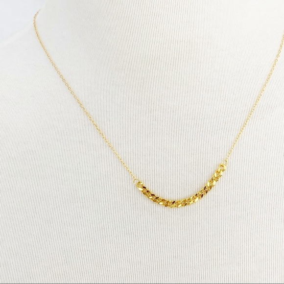 Delicate Links Chain Detail Center 18k Gold-Plated S925 Necklace 15" - Picture 4 of 5